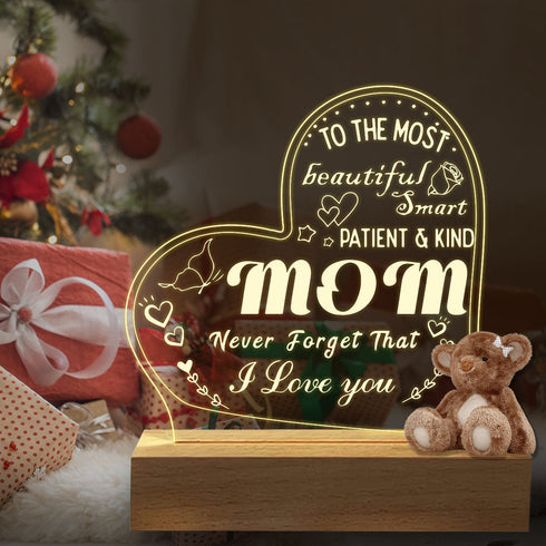 Engraved Heart Night Light Perfect Gift for Mothers Day